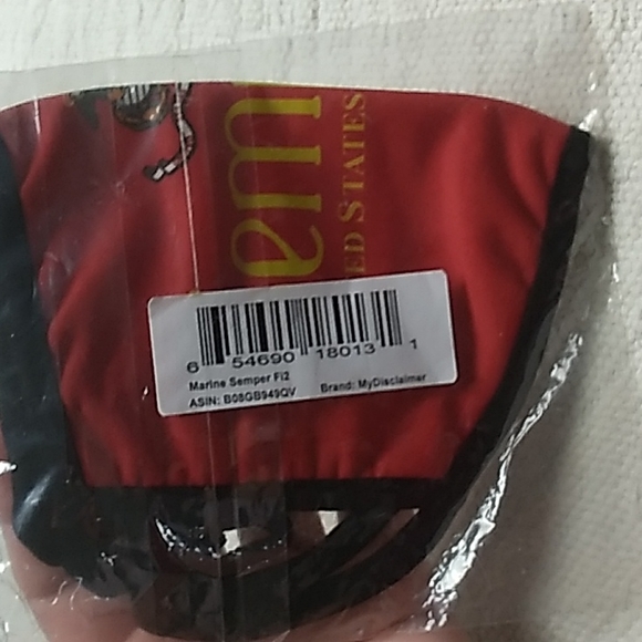 Marine Corps Mask Non Medical in Black, Red & Gray with ear loops Brand new - Picture 1 of 2